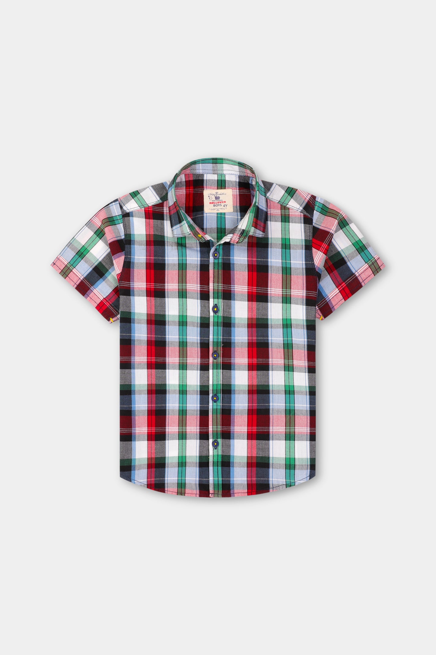 قميص أطفال قطني كاروهات متعدد الألوان