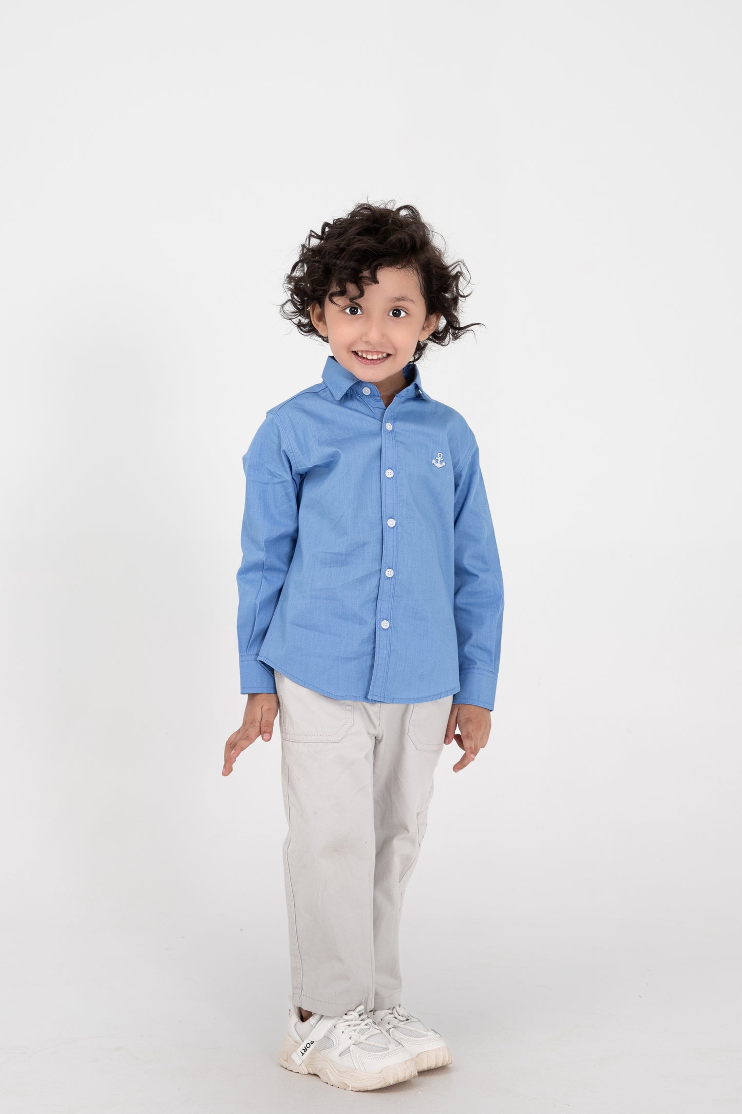 قميص كاجوال ولادي أزرق مرساة