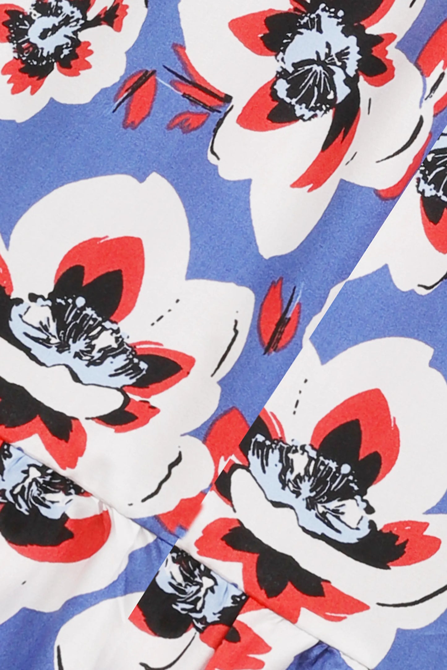 Blue Floral Frill Cotton Dress