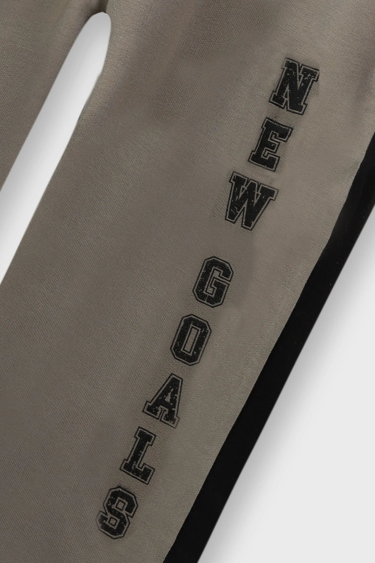 بنطلون أطفال قماش تيري رمادي وأسود مستقيم الساق