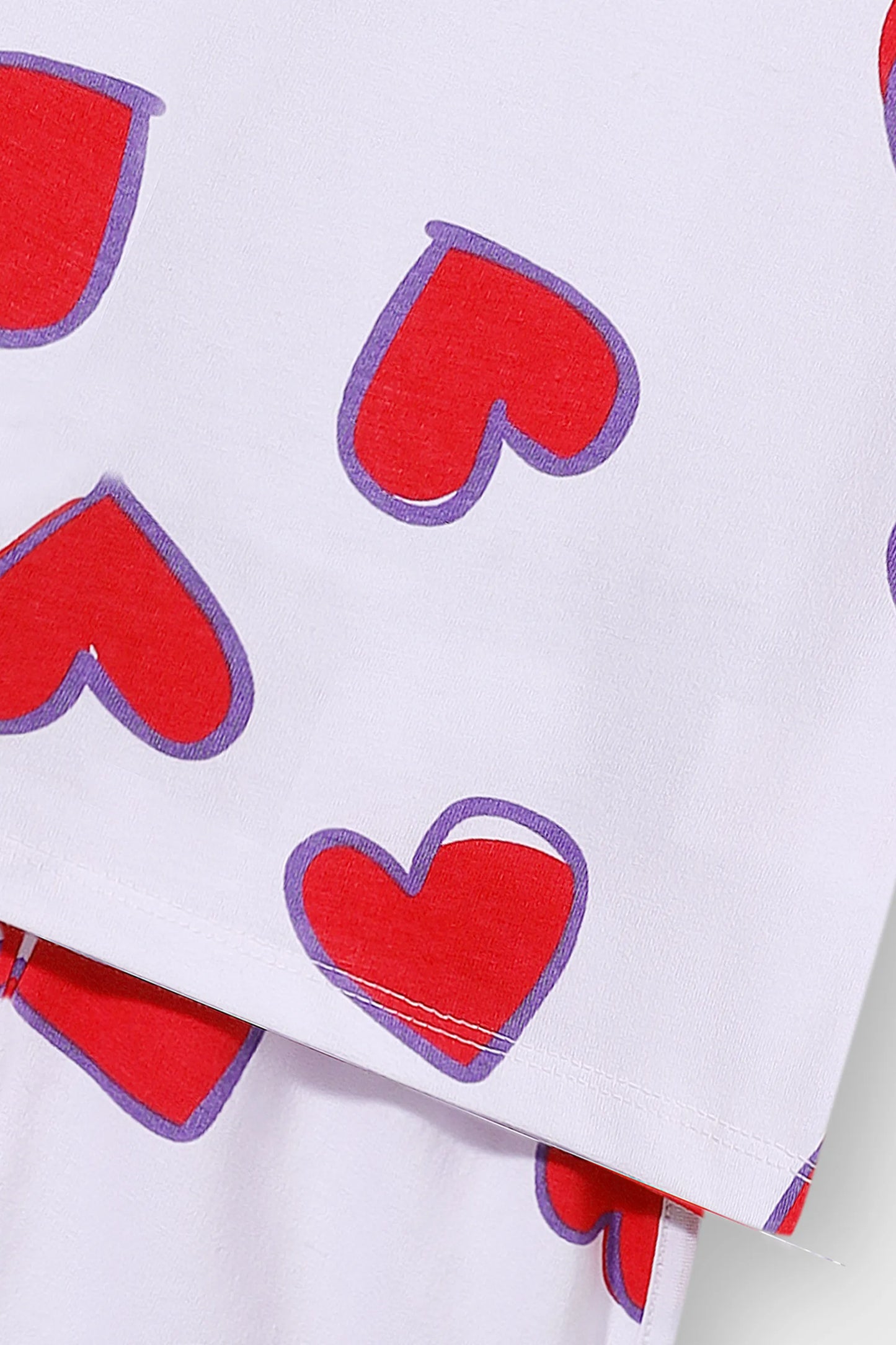 طقم منسق بتصميم مسيرة قلوب للفتيات