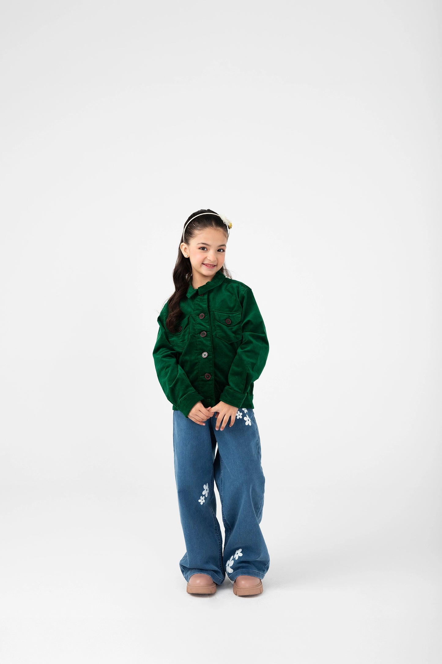 Girls Green Corduroy Jacket