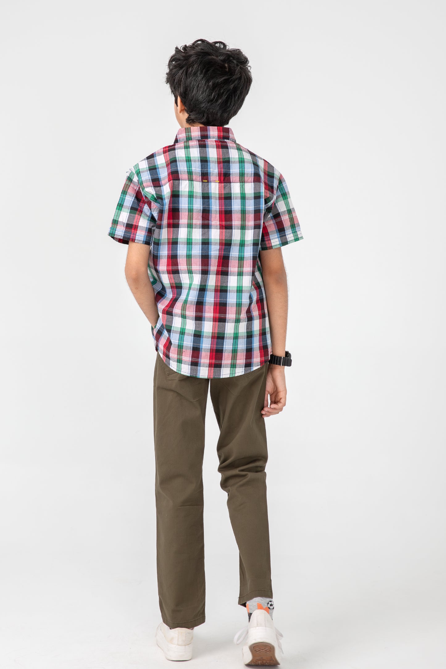 قميص أطفال قطني كاروهات متعدد الألوان