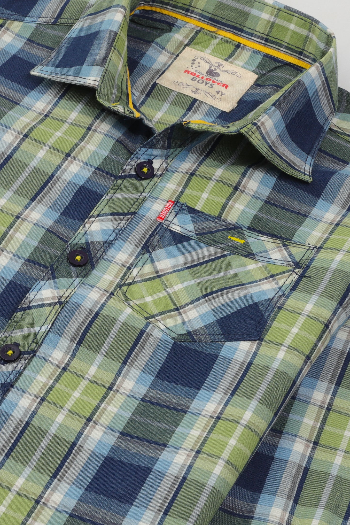 قميص كاروهات كحلي وأخضر