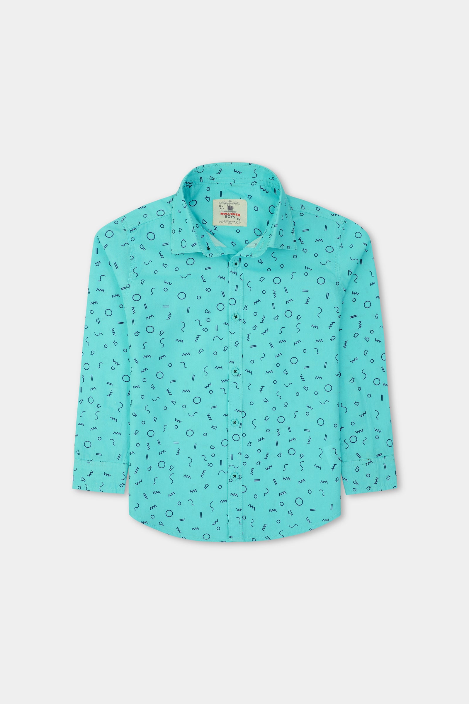 قميص كاجوال بطبعة هندسية بلون أزرق سماوي