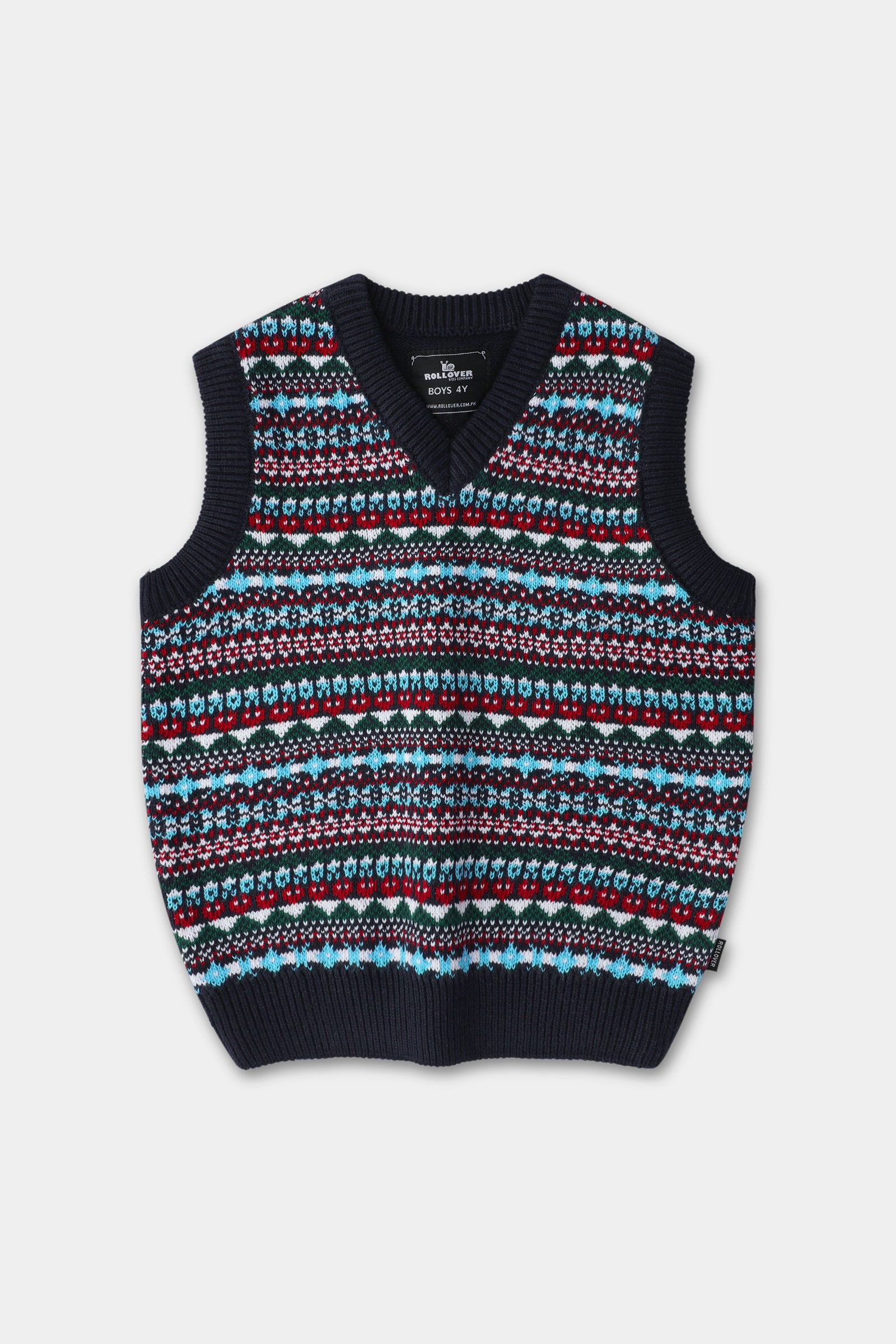 سترة صوفية للأولاد كحلية بدون أكمام