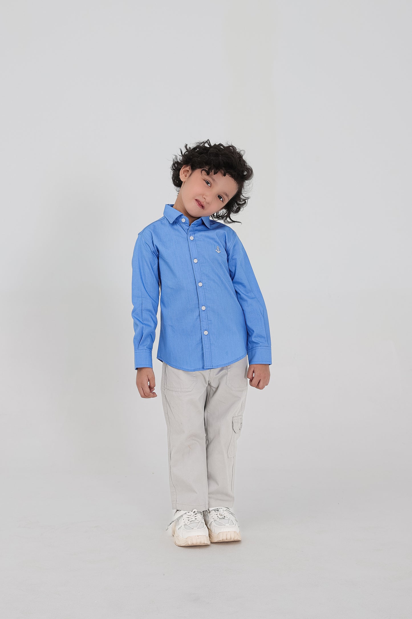 قميص كاجوال ولادي أزرق مرساة