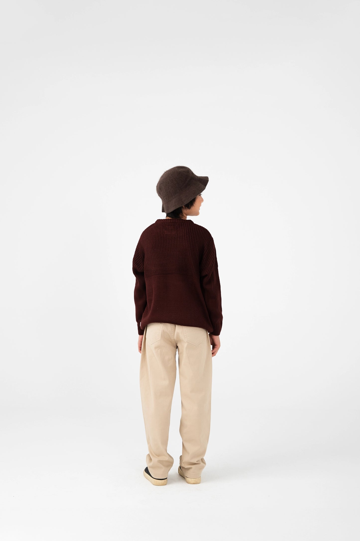 Boys Solid Brown Sweater