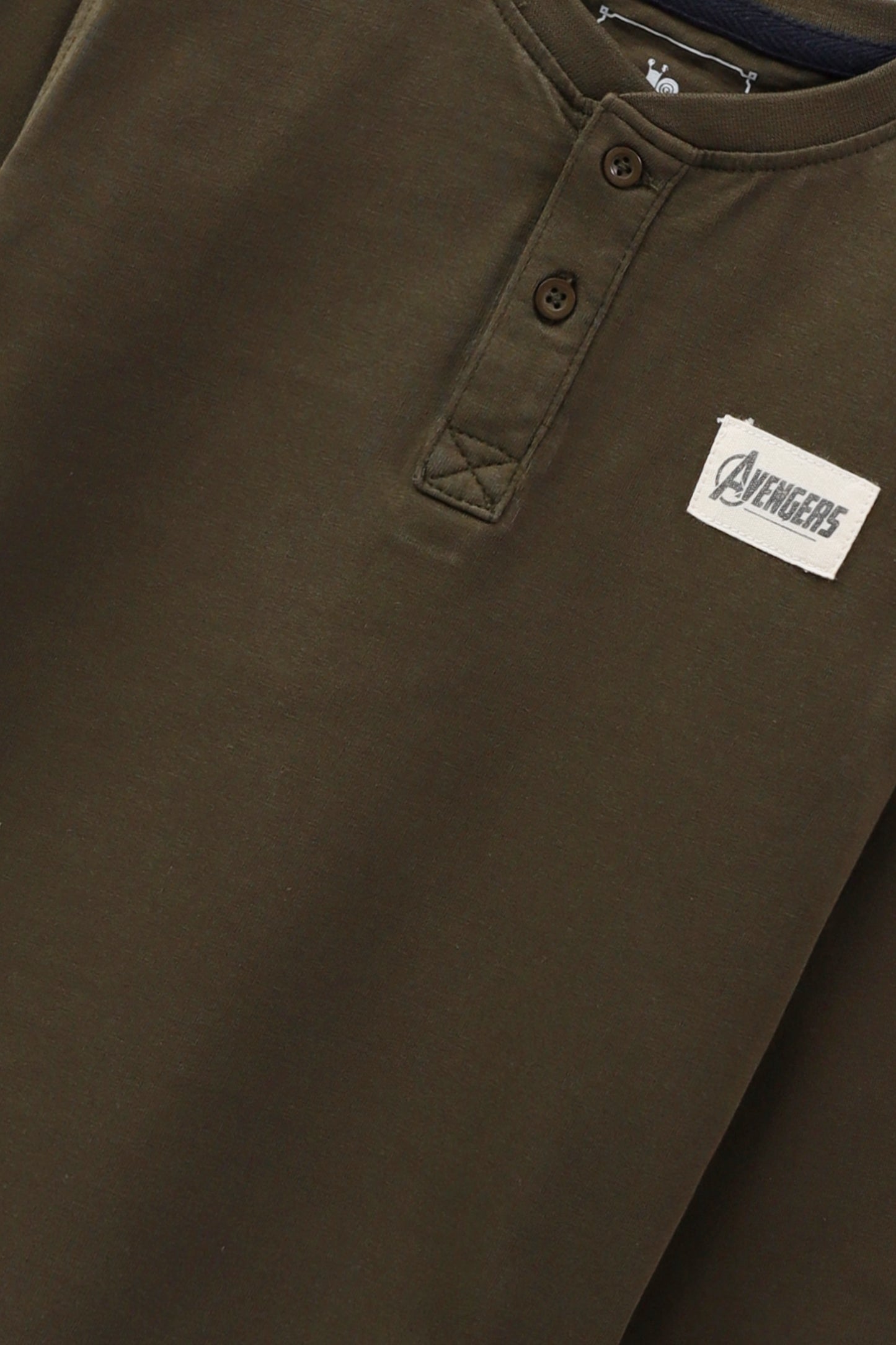 Olive Avengers Henley Tee
