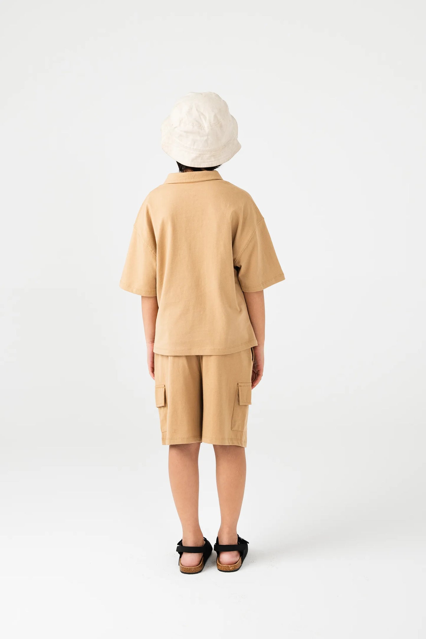 Boys Solid Beige Jersey Co-ord Set