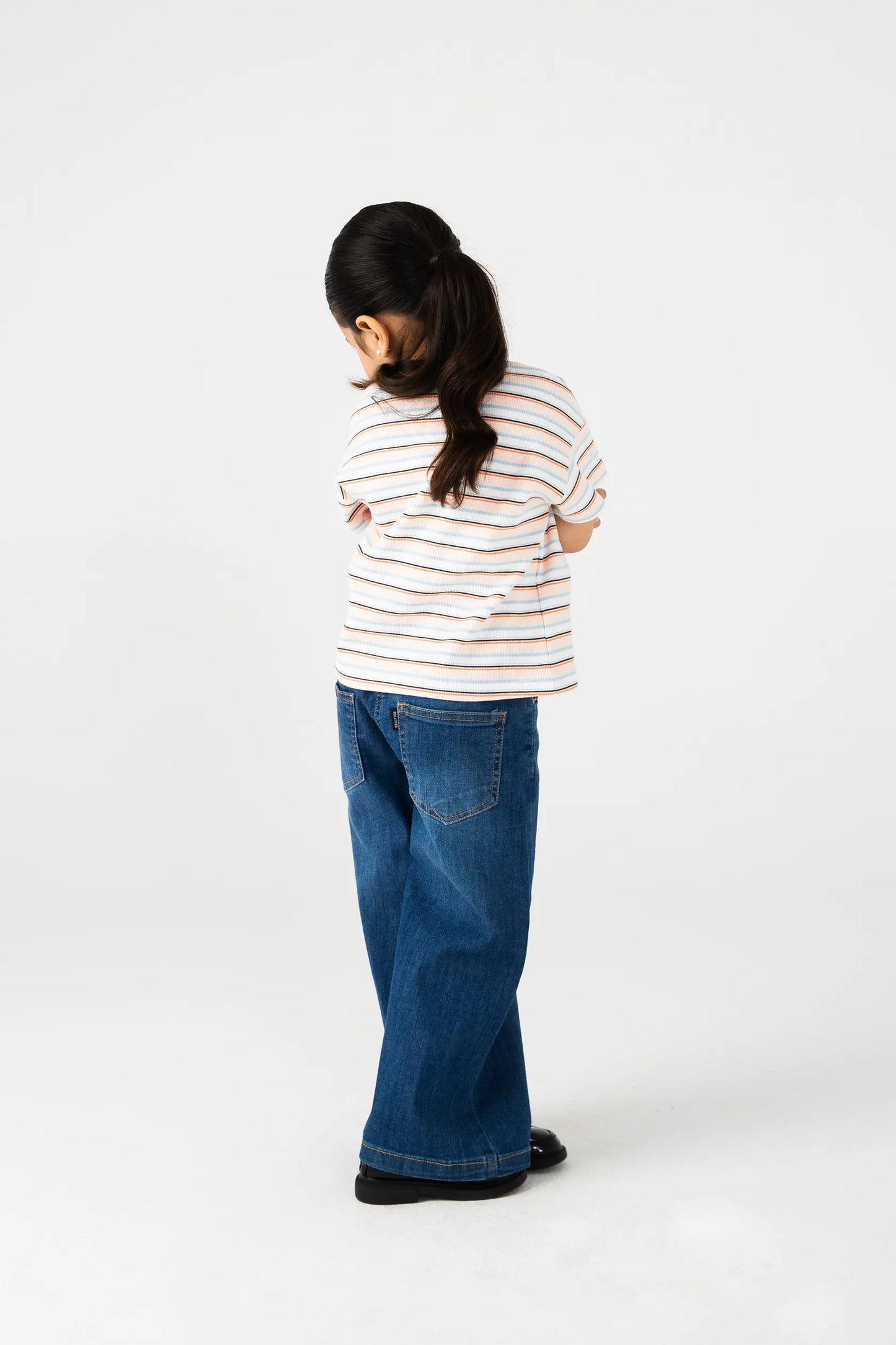 Girls Lycra Striped Henley Tee