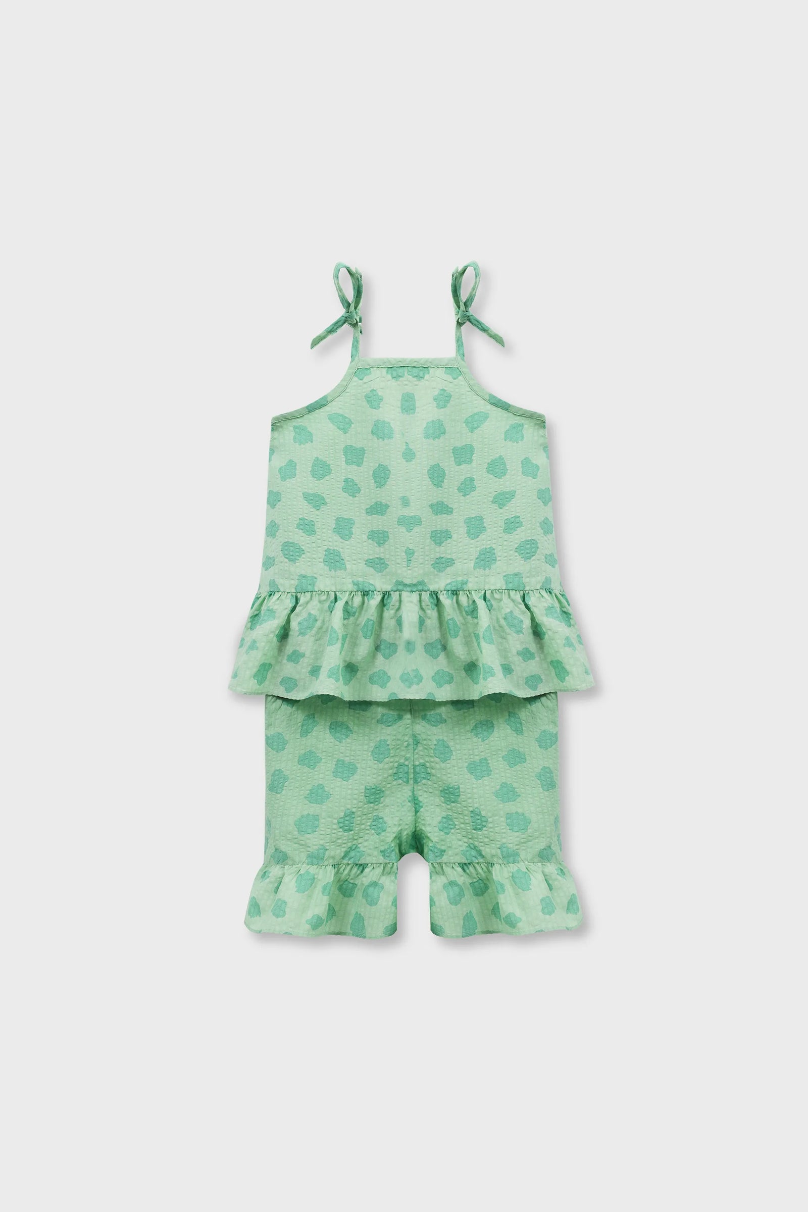 Green Ruffle Strap Dress Set