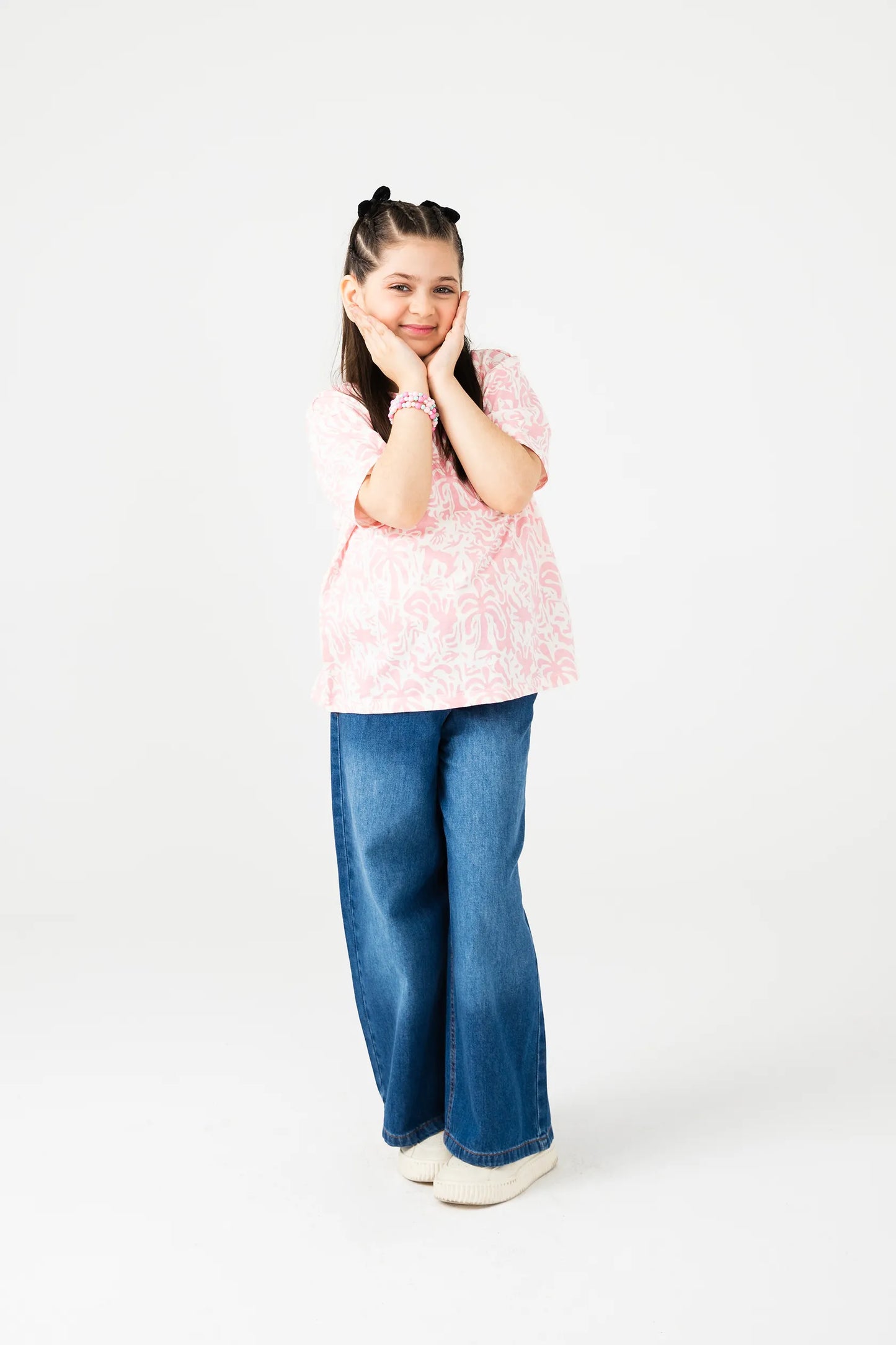 Girls Pink Printed Relaxed Tee