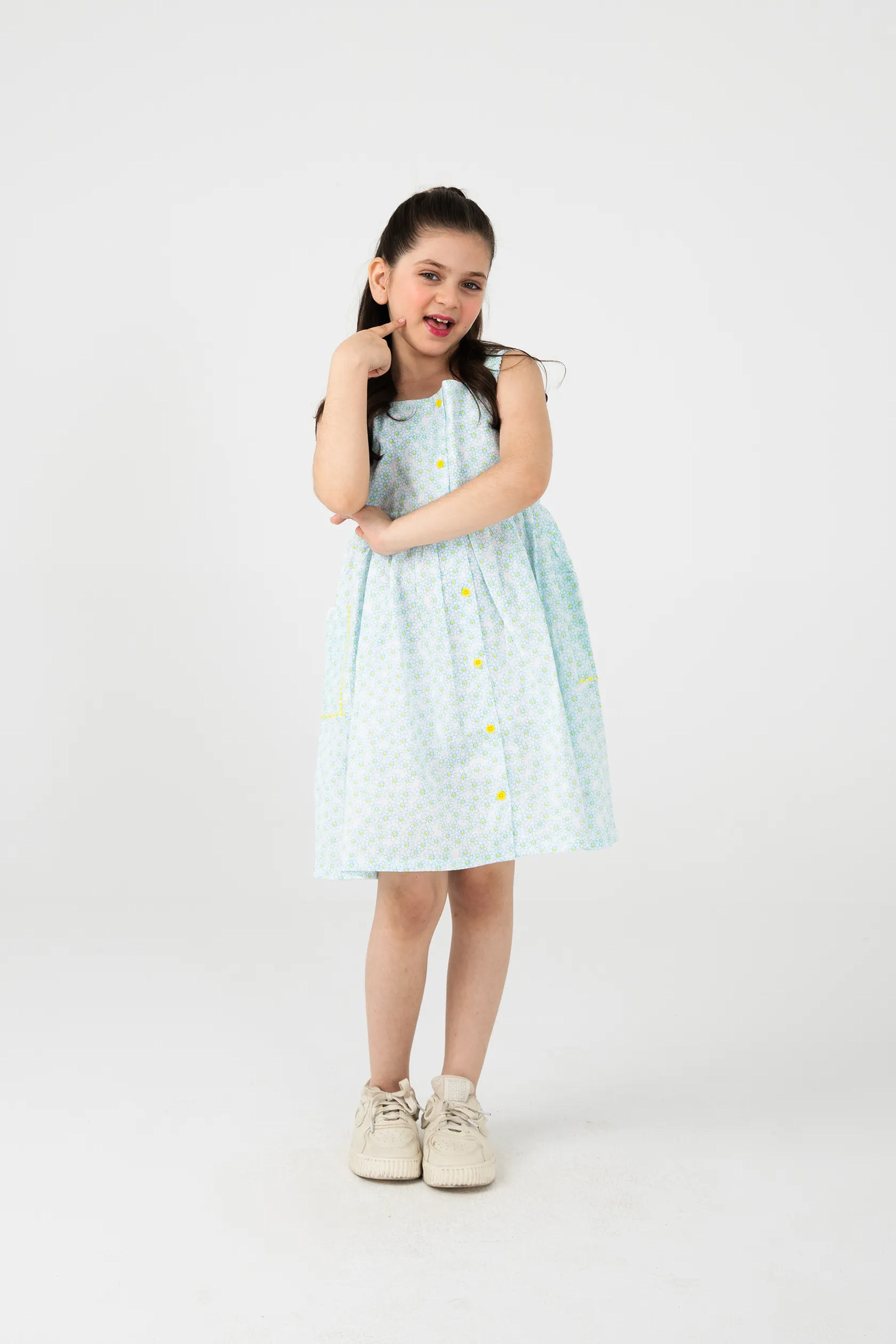Little Daisy Button Cotton Dress