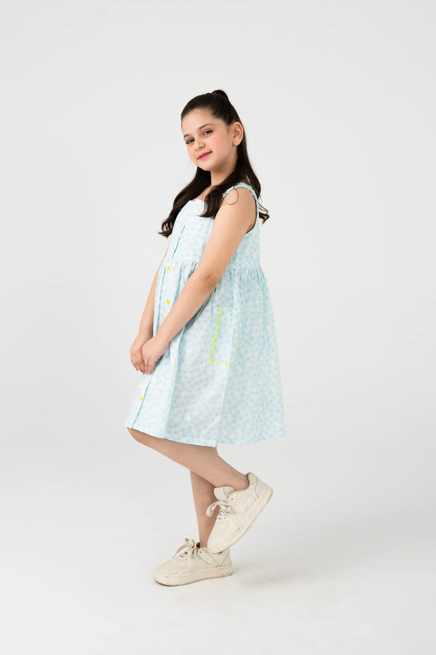 Little Daisy Button Cotton Dress