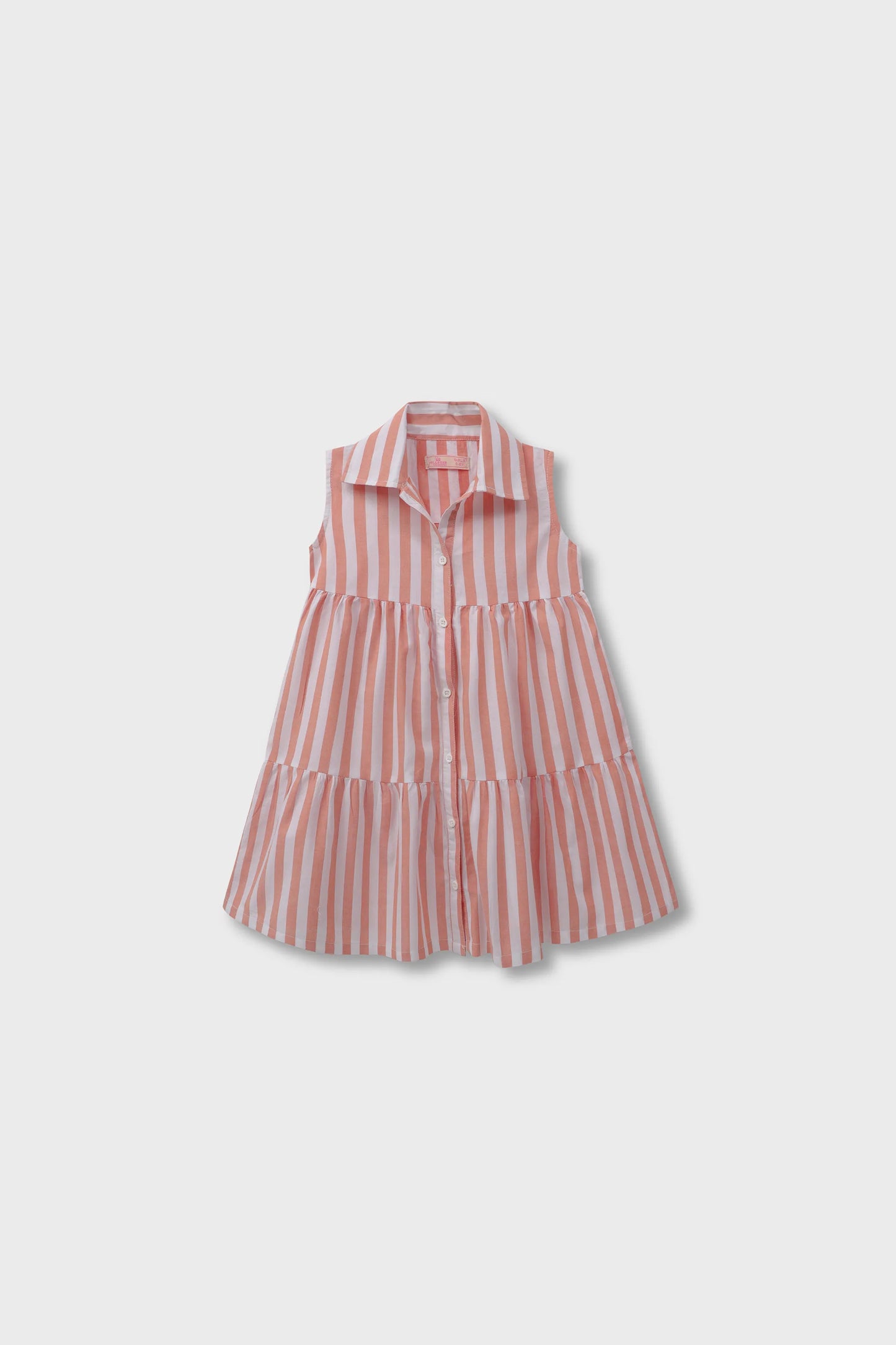 Coral & White Striped Cotton Dress