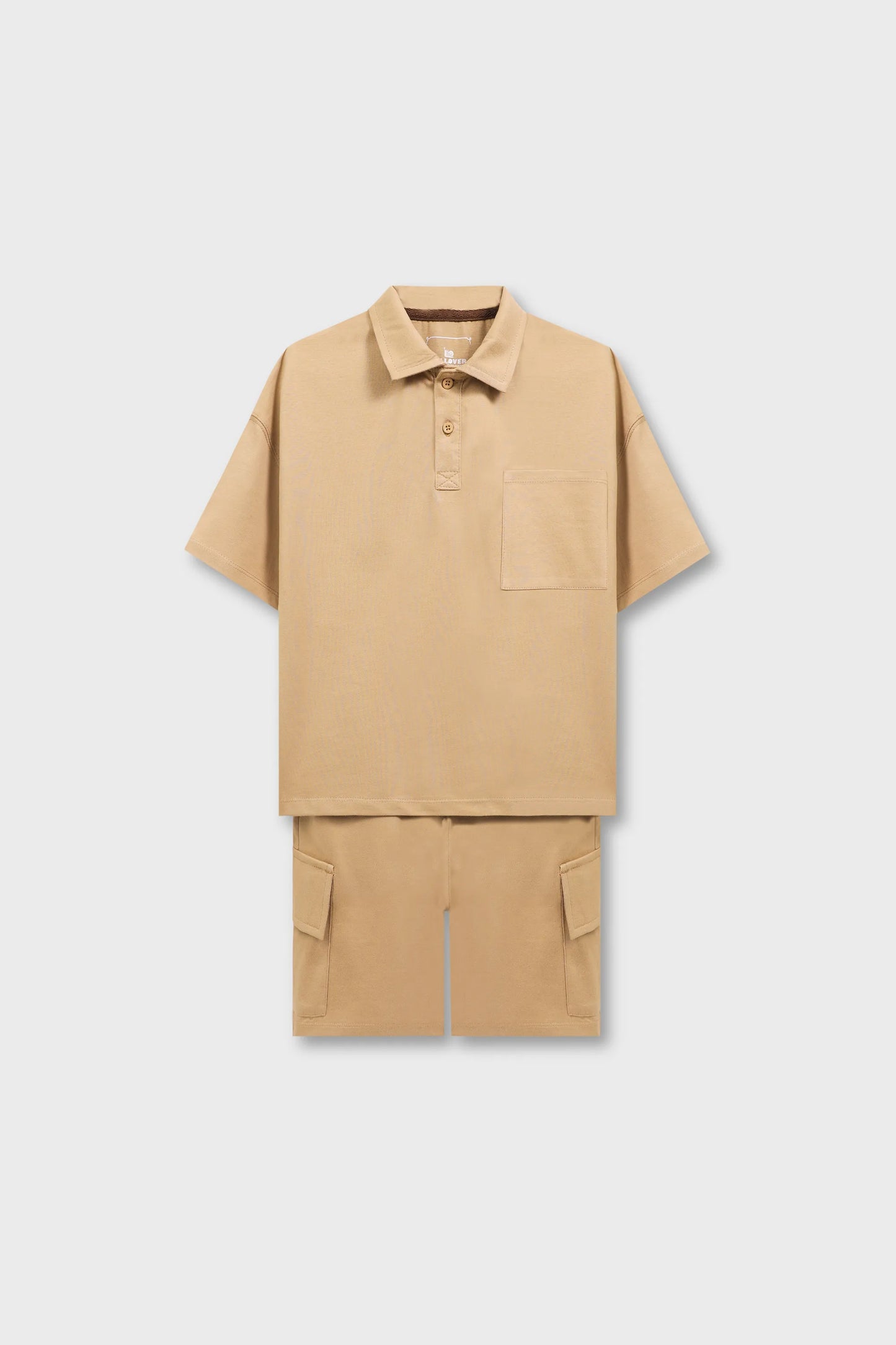 Boys Solid Beige Jersey Co-ord Set