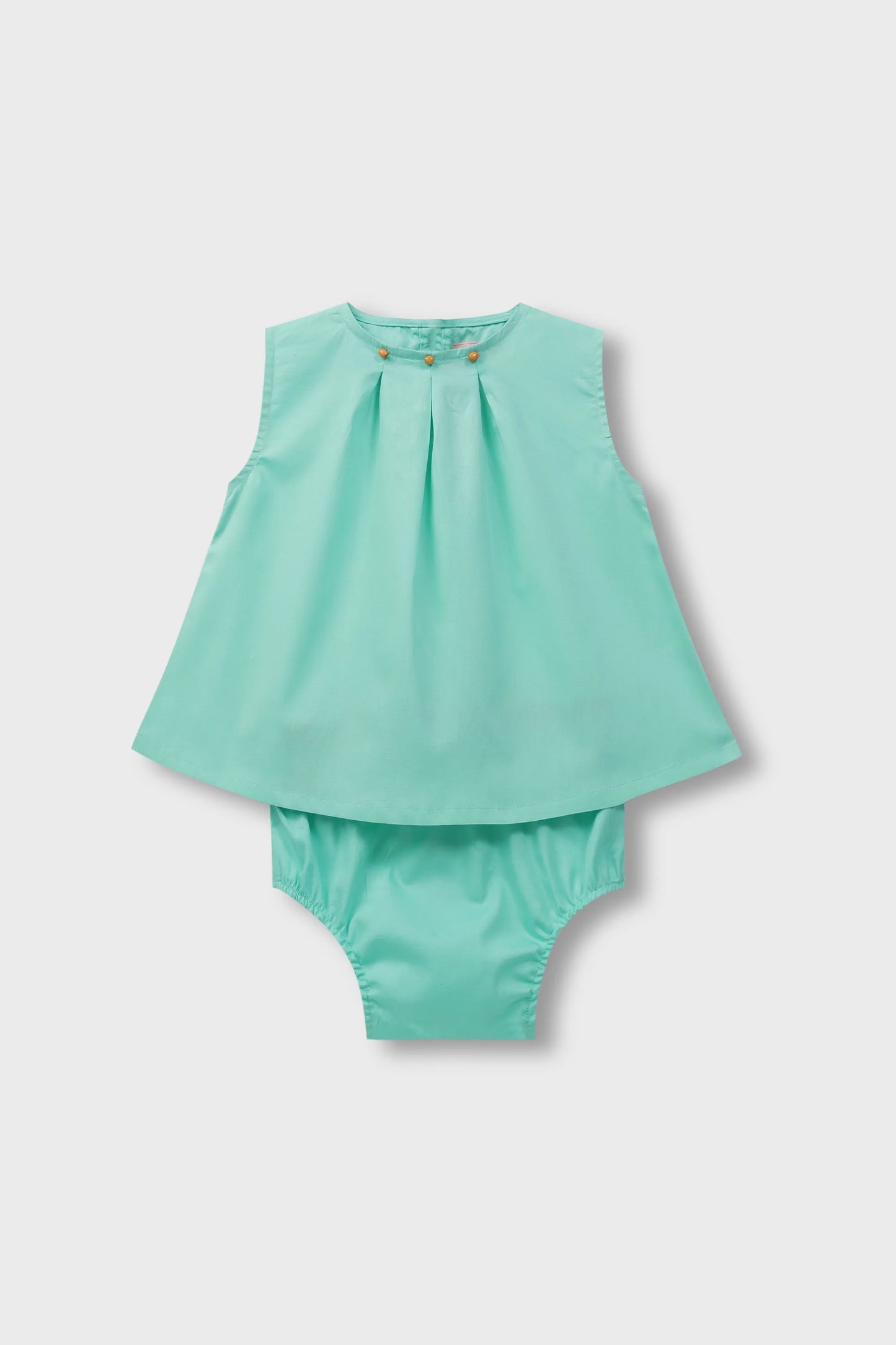 Sea Green Cotton Baby Dress Set
