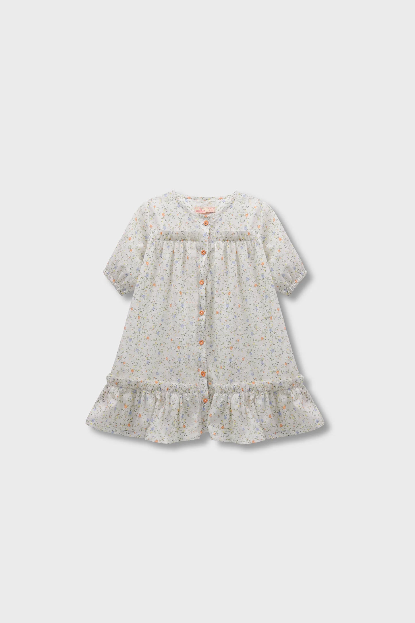 فستان قطني أبيض مزين بزهور الحديقة