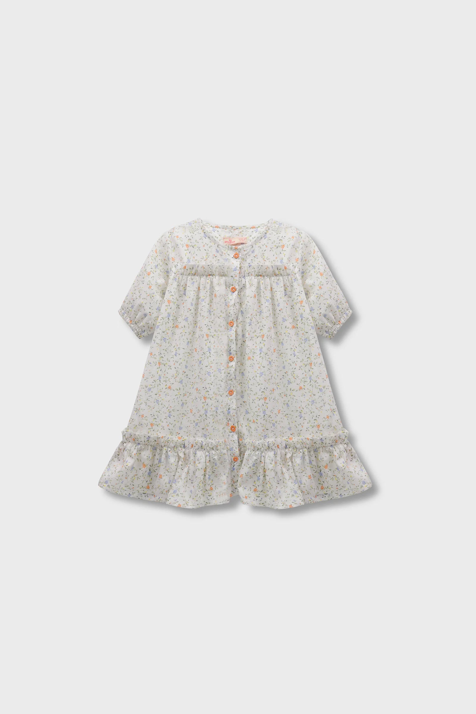 فستان قطني أبيض مزين بزهور الحديقة