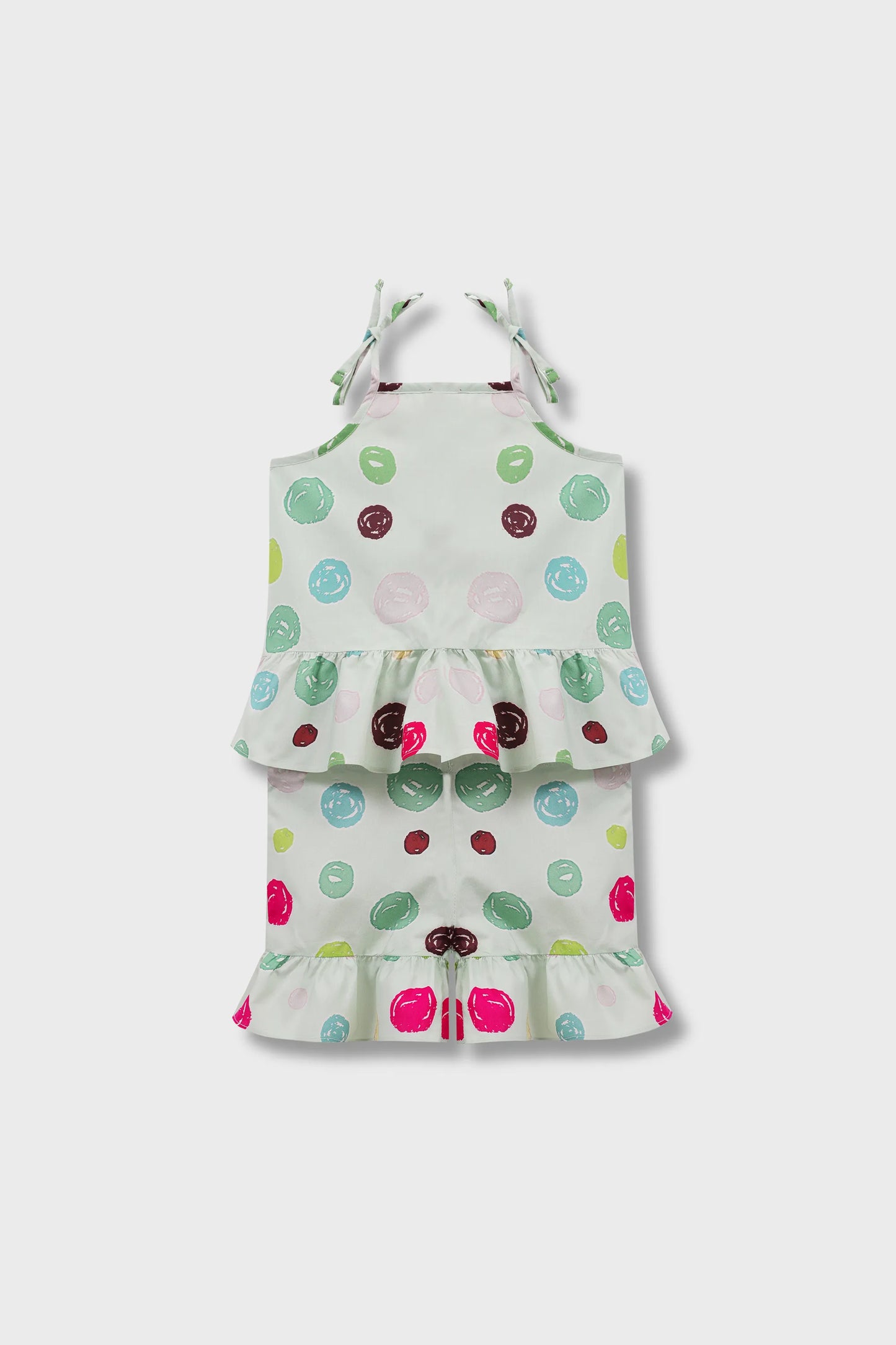 طقم فستان بطبعة تجريدية خضراء