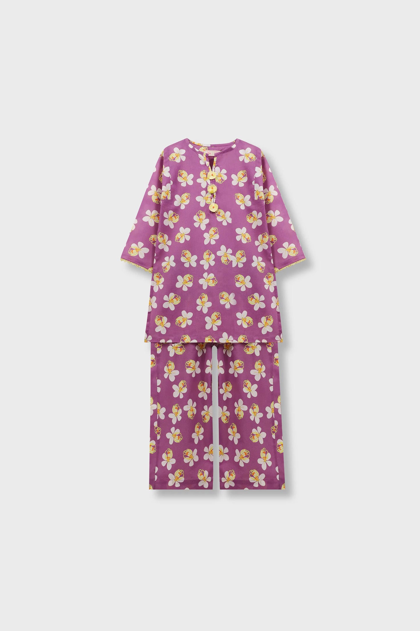 Purple Printed Casual Kurta Set - 2pc