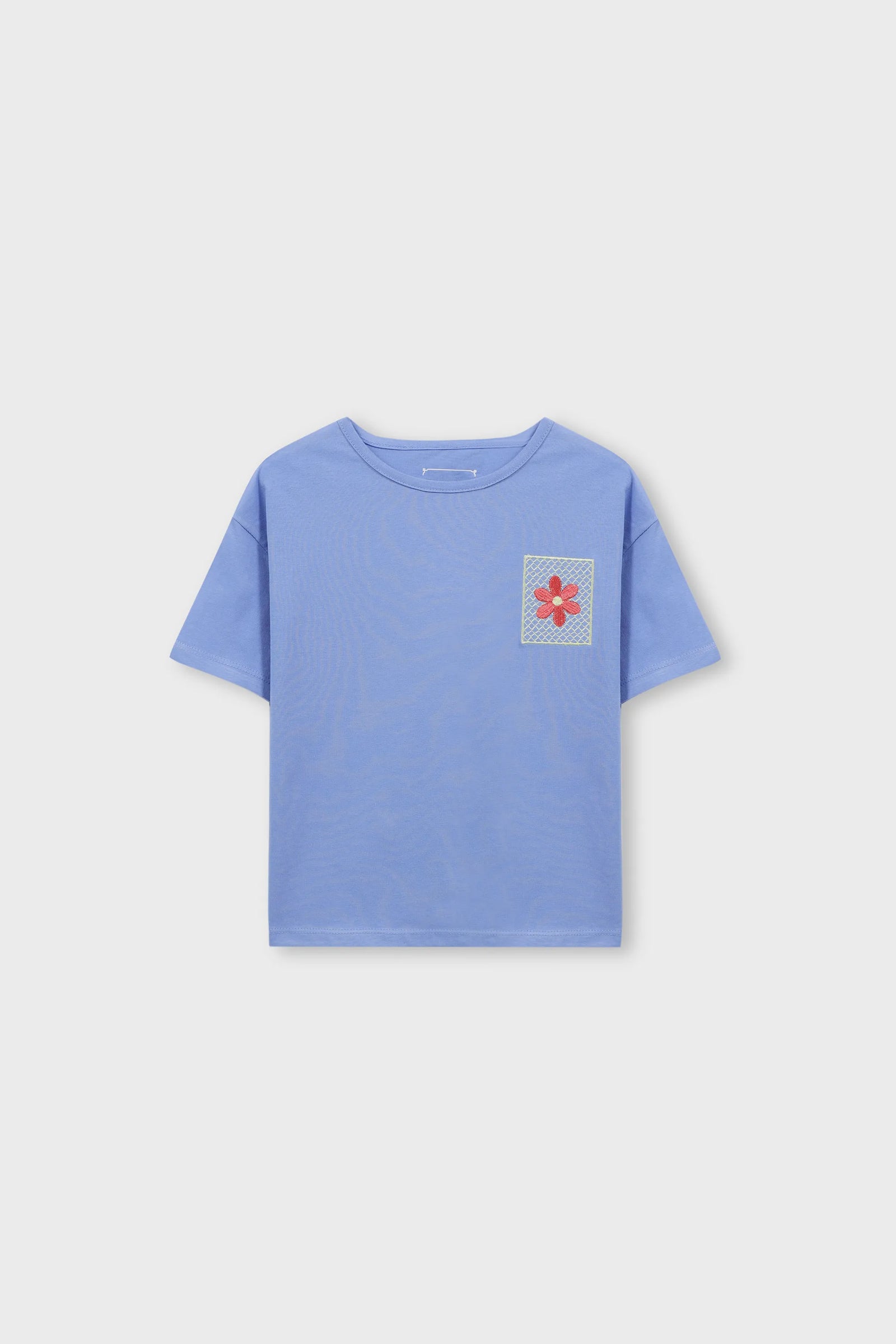 Girls Blue Embroidered Drop Tee