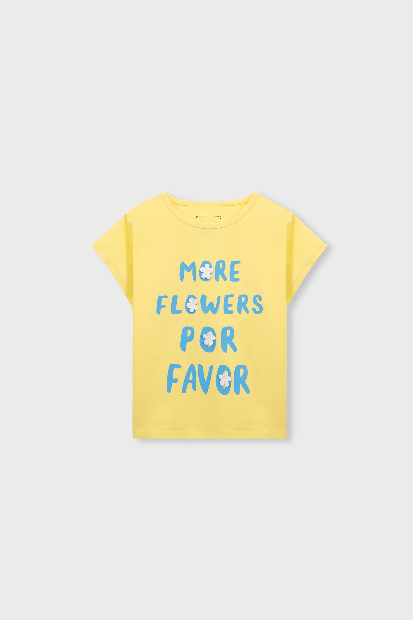 تيشيرت بناتي قصير مزين بنقشة الزهور