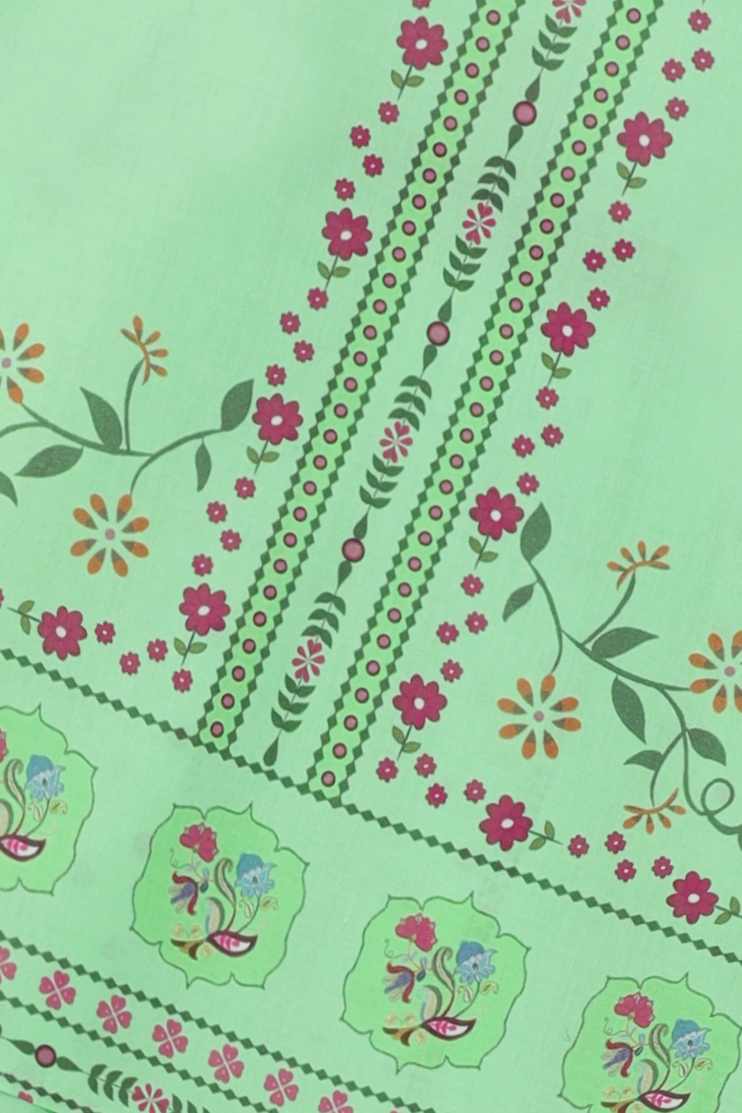 طقم كورتا قطني مطبوع أخضر - قطعتان